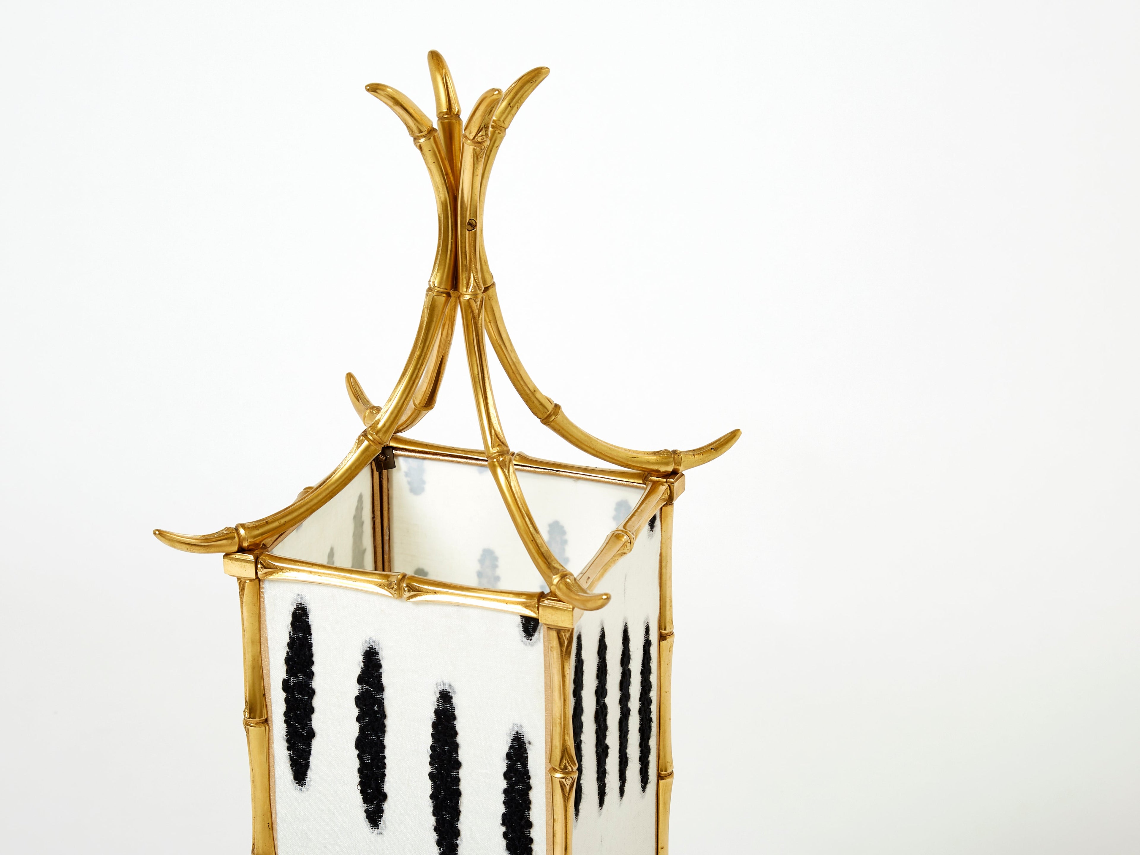 Pair of French Maison Baguès lantern lamps bamboo brass 1960s