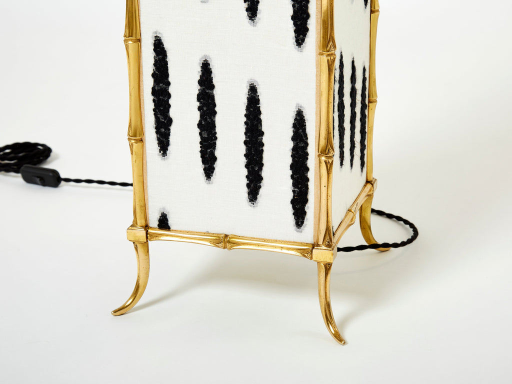 Pair of French Maison Baguès lantern lamps bamboo brass 1960s