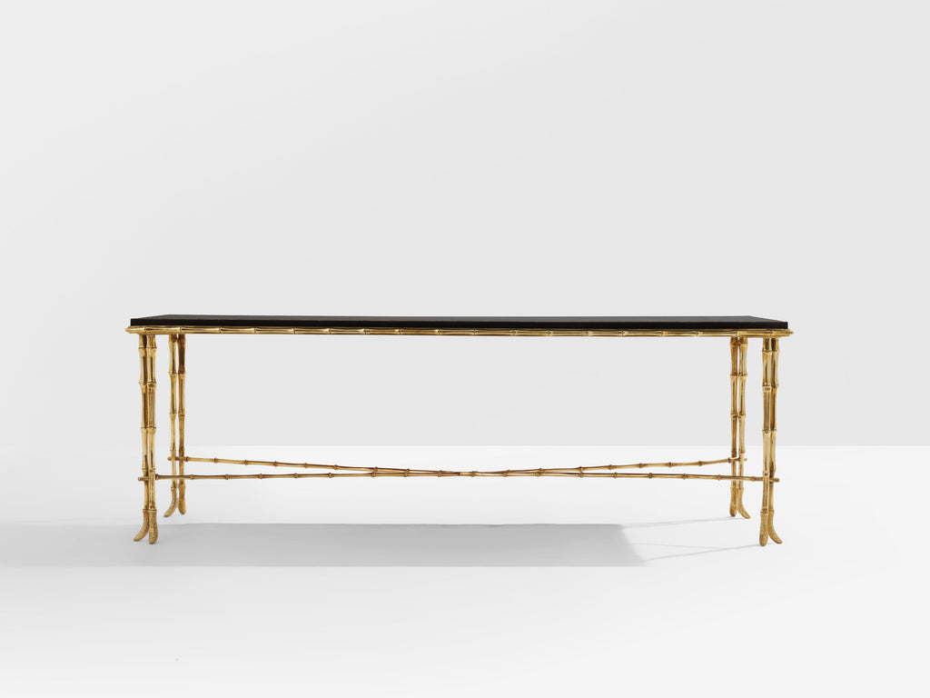 Maison Baguès bamboo brass Chinese lacquered coffee table 1950s