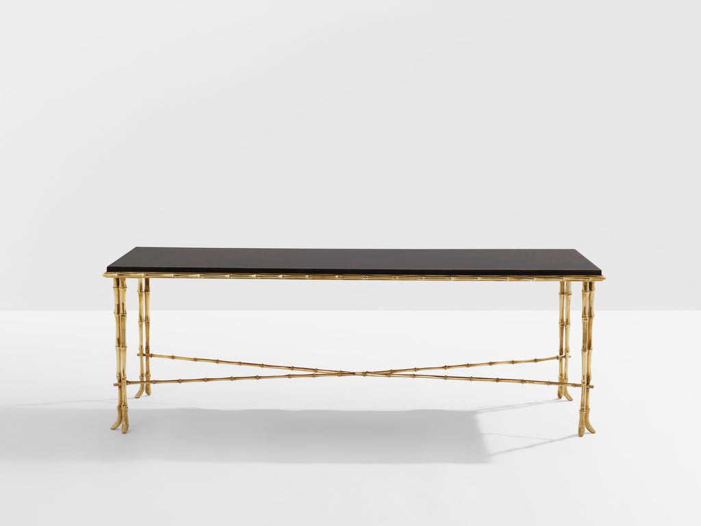 Maison Baguès bamboo brass Chinese lacquered coffee table 1950s