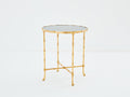 Maison Baguès bamboo brass dark grey mirror gueridon table 1960s