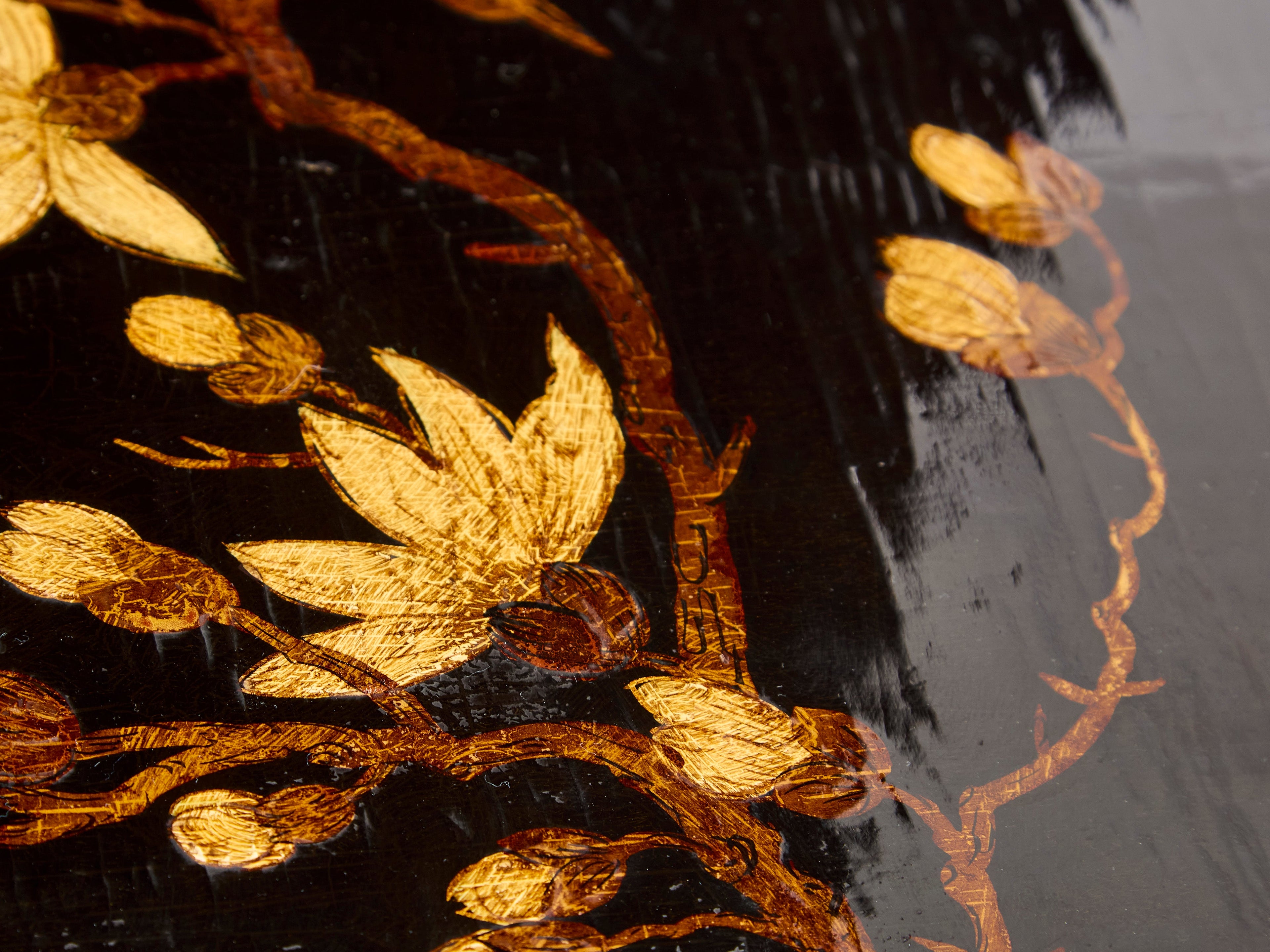 Maison Baguès bamboo bronze chinoiserie lacquered end tables 1940s