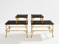Maison Baguès bamboo bronze chinoiserie lacquered end tables 1940s