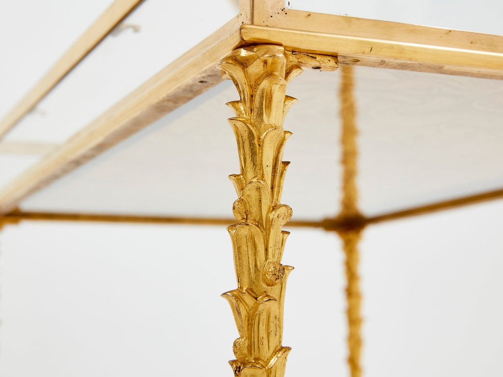 Maison Baguès foliage bronze vitrine table 1950s