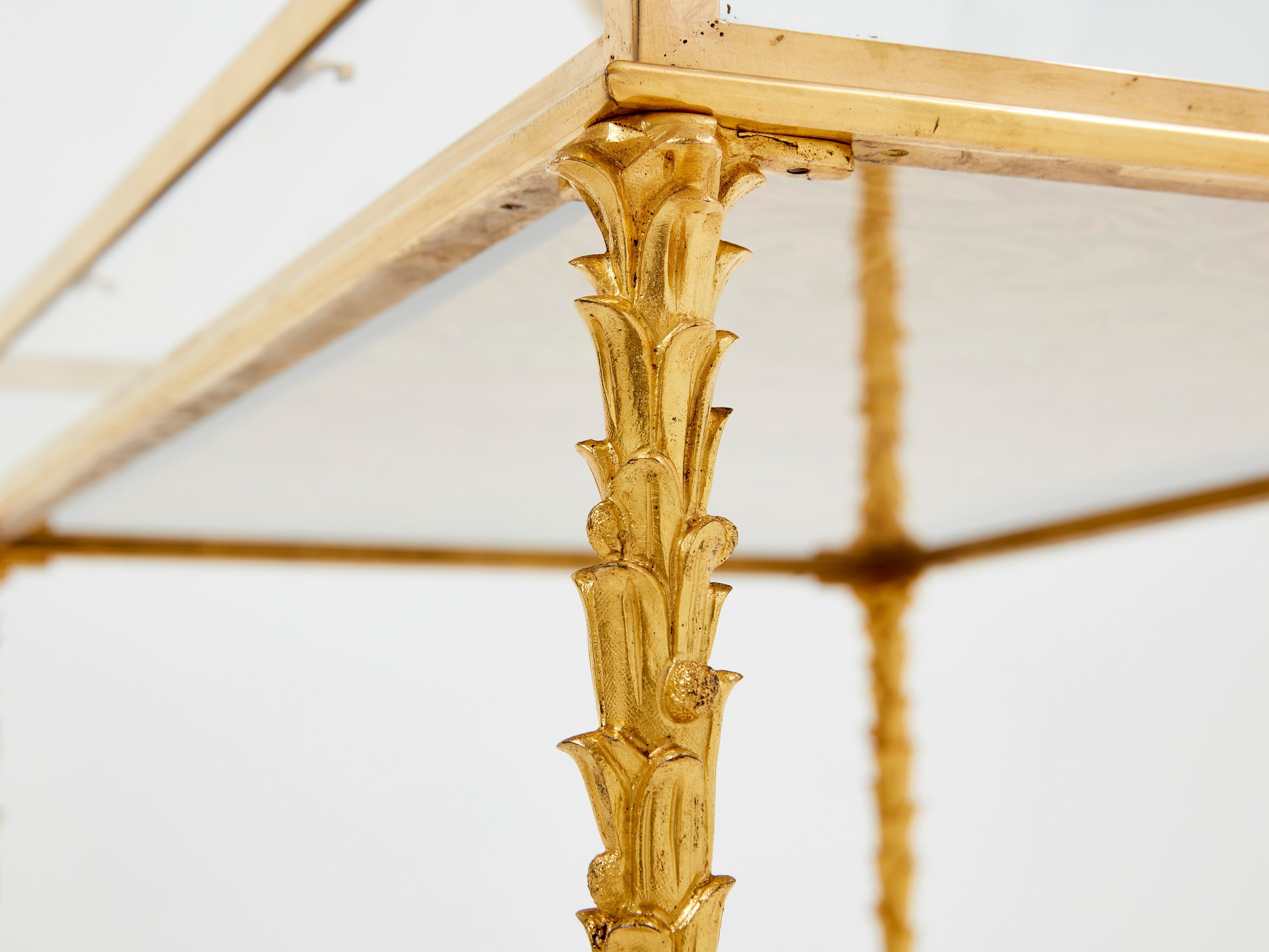 Maison Baguès foliage bronze vitrine table 1950s
