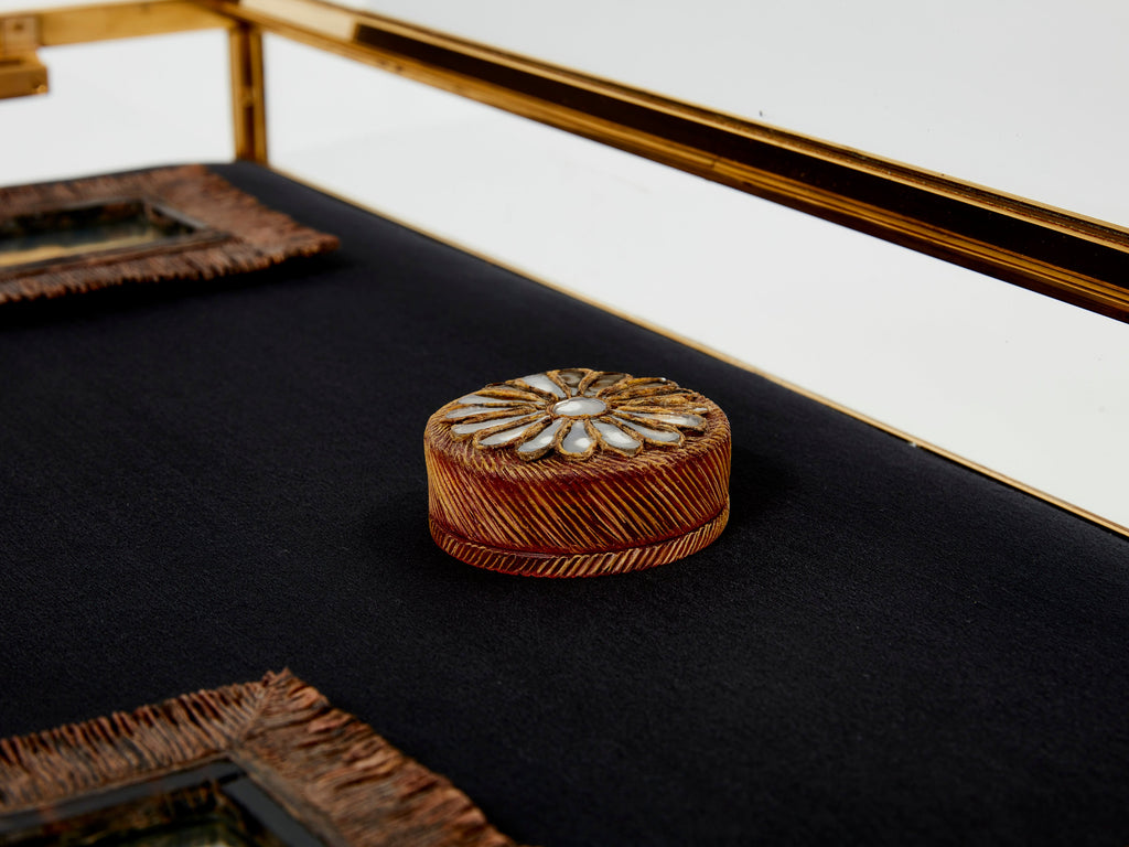 Maison Baguès foliage bronze vitrine table 1950s