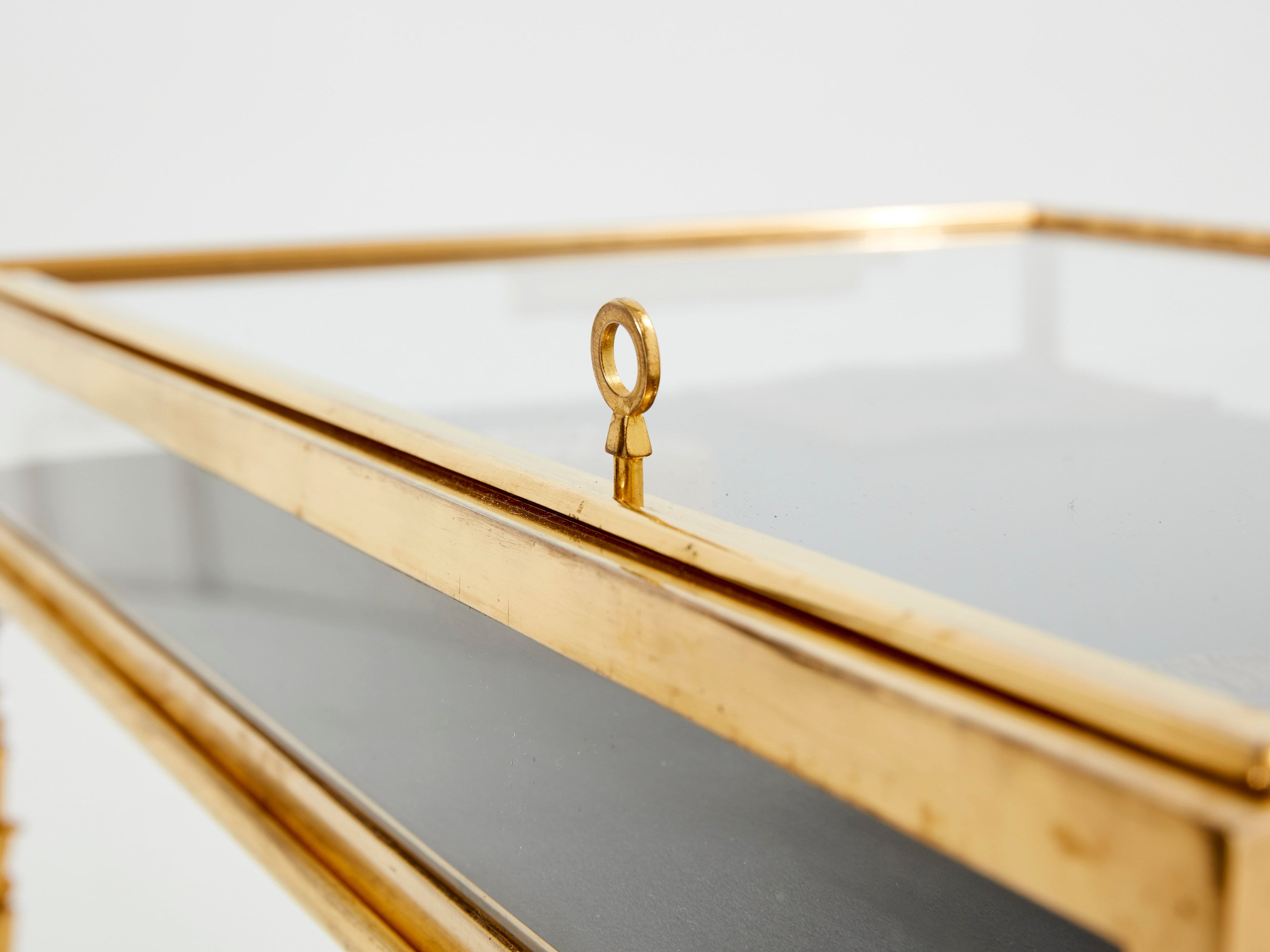 Maison Baguès foliage bronze vitrine table 1950s