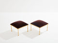 Maison Baguès pair of bamboo brass mohair velvet footstools 1960s