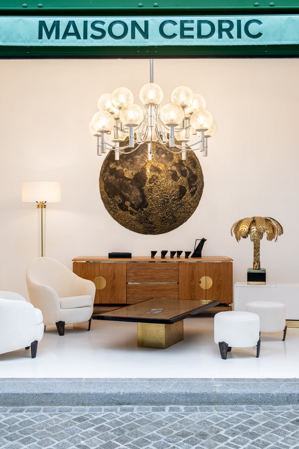 Tommaso Barbi cerused oak and brass sideboard 1970s