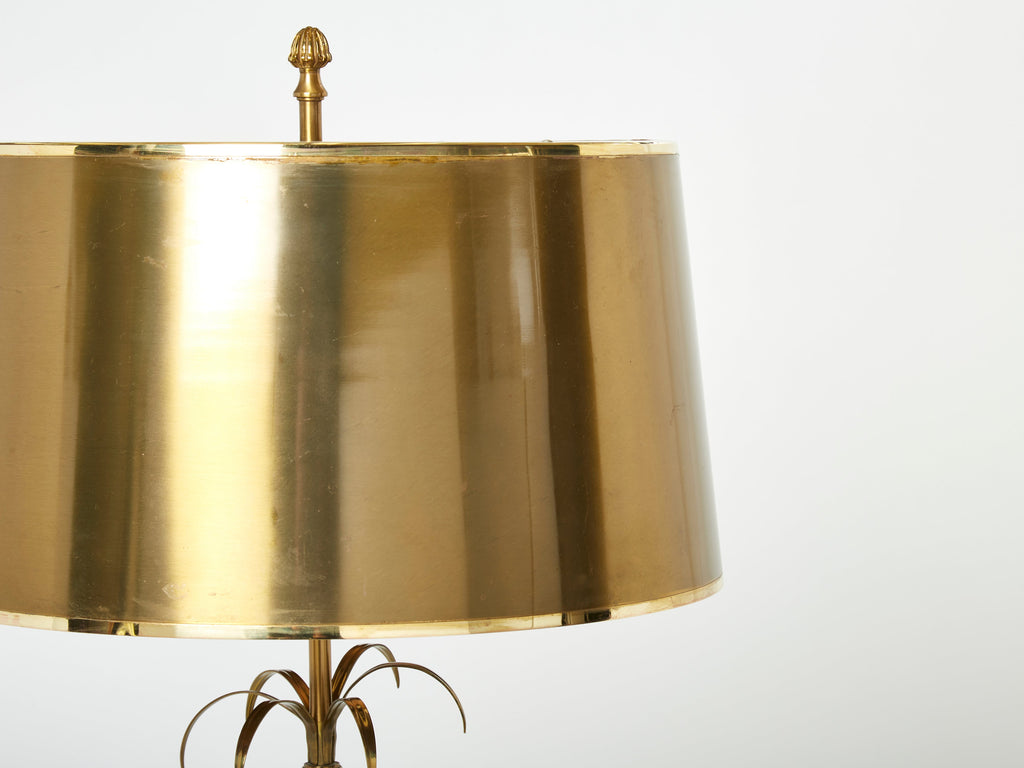 Maison Charles pair of brass lamps blue ostrich egg original shades 1960s