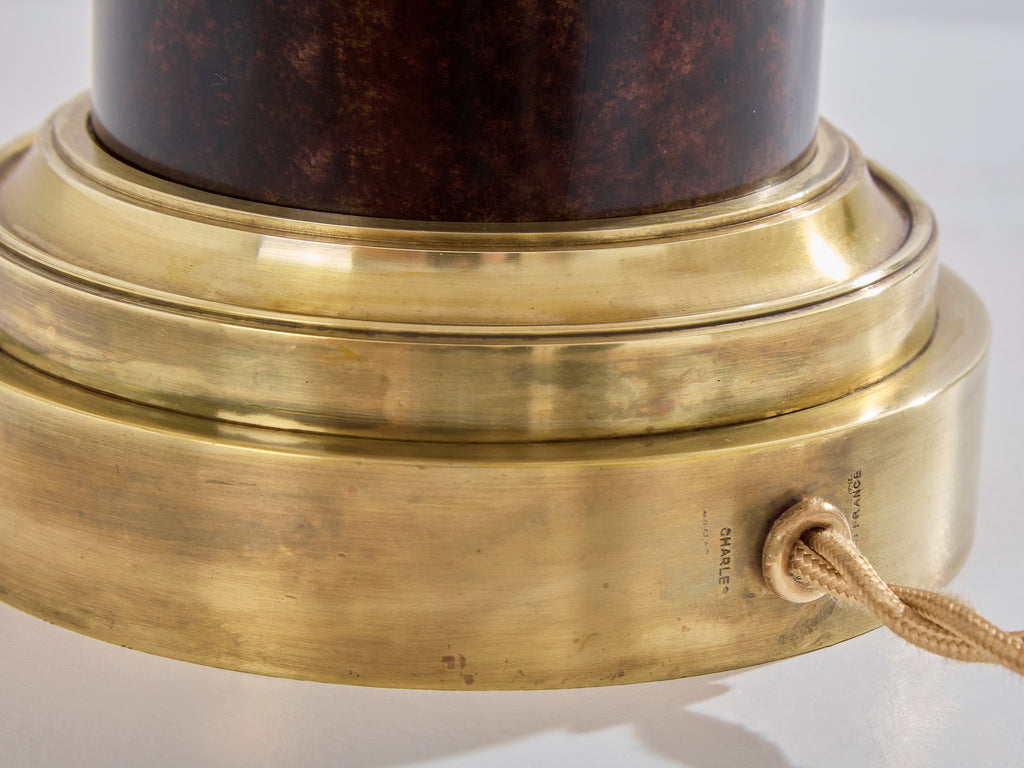 Maison Charles pair of patinated brass lamps 1950s