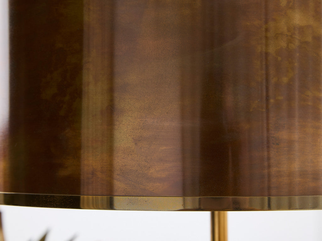 Maison Charles pair of patinated bronze and brass lamps agave 1970s