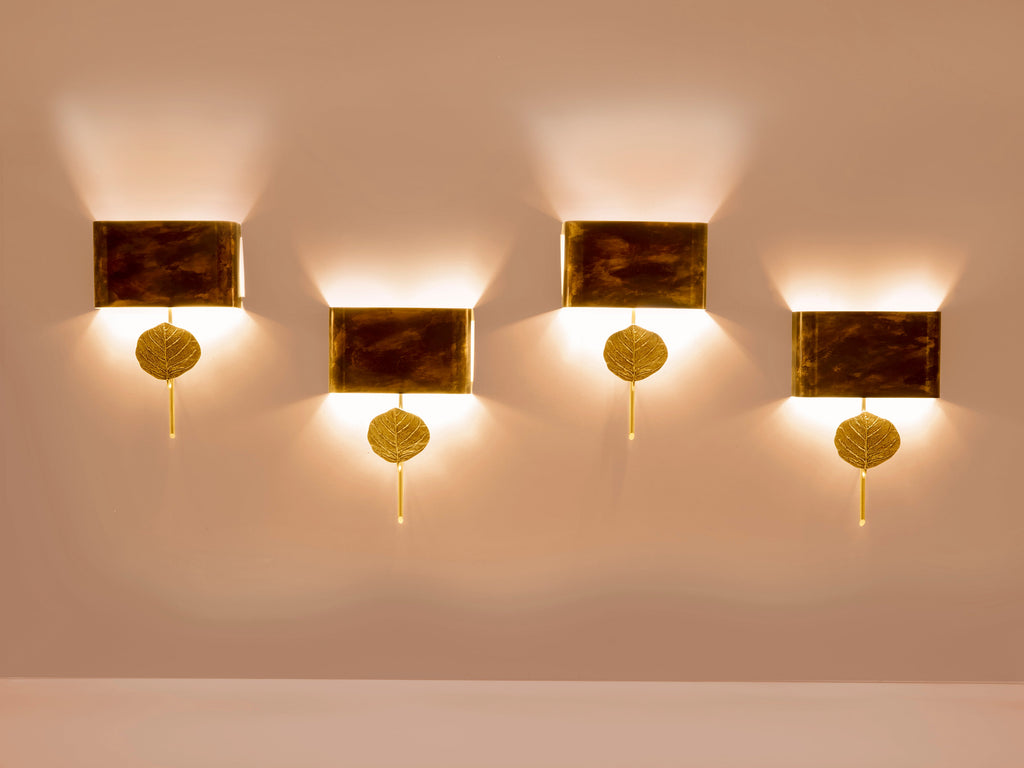 Maison Charles set of four patinated bronze and brass sconces 1970s
