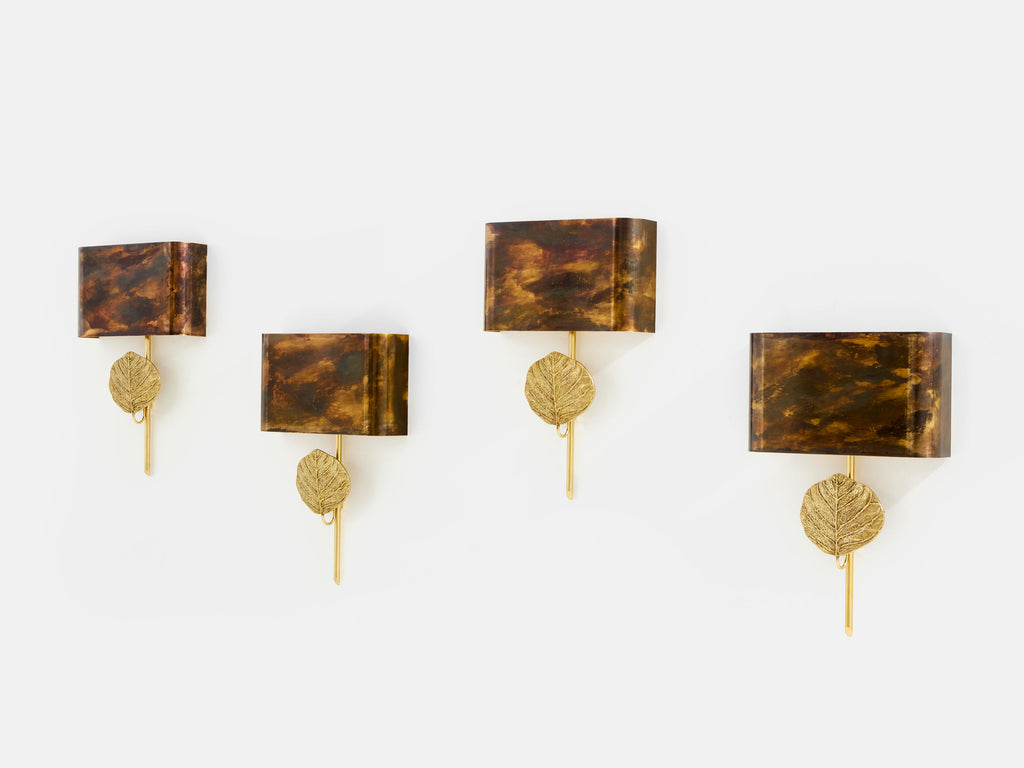 Maison Charles set of four patinated bronze and brass sconces 1970s