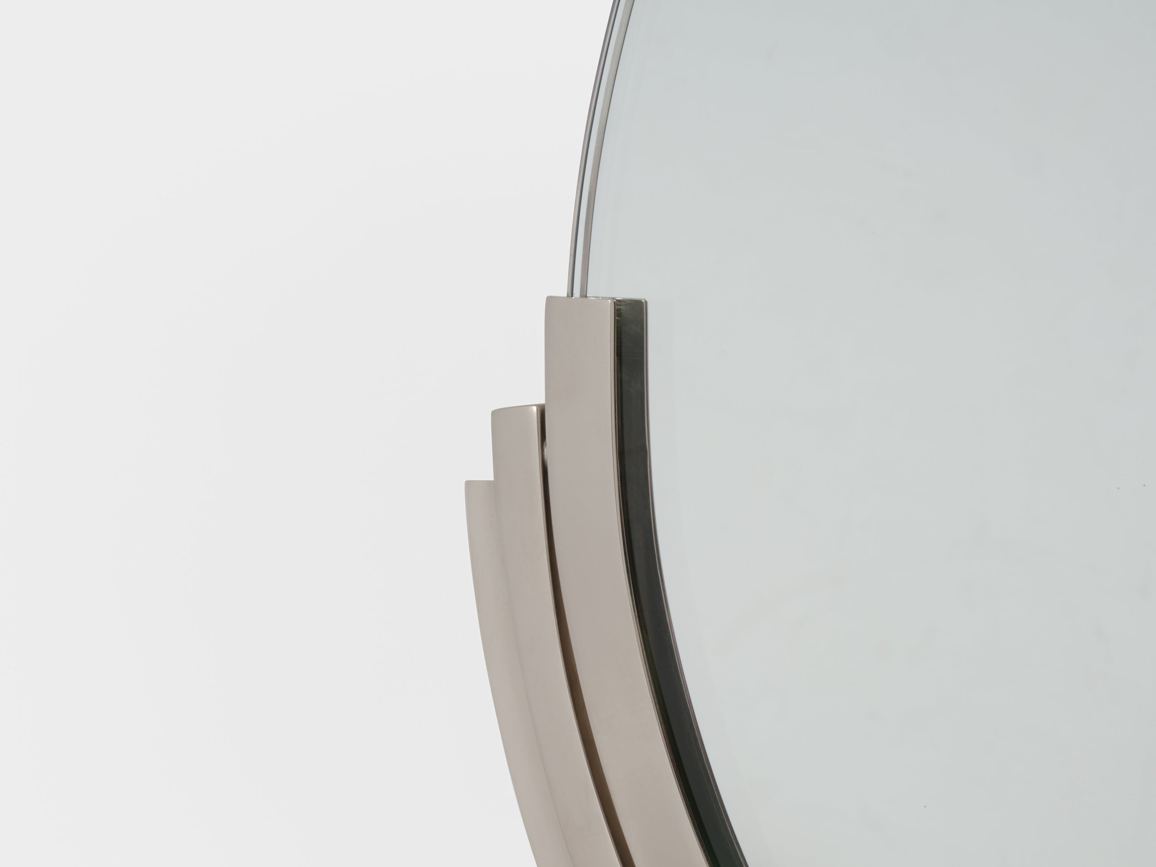 Maison Dominique Art Deco nickel plate metal vanity mirror 1930s