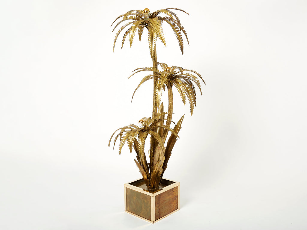 Maison Jansen French brass palm tree floor lamp 1970s