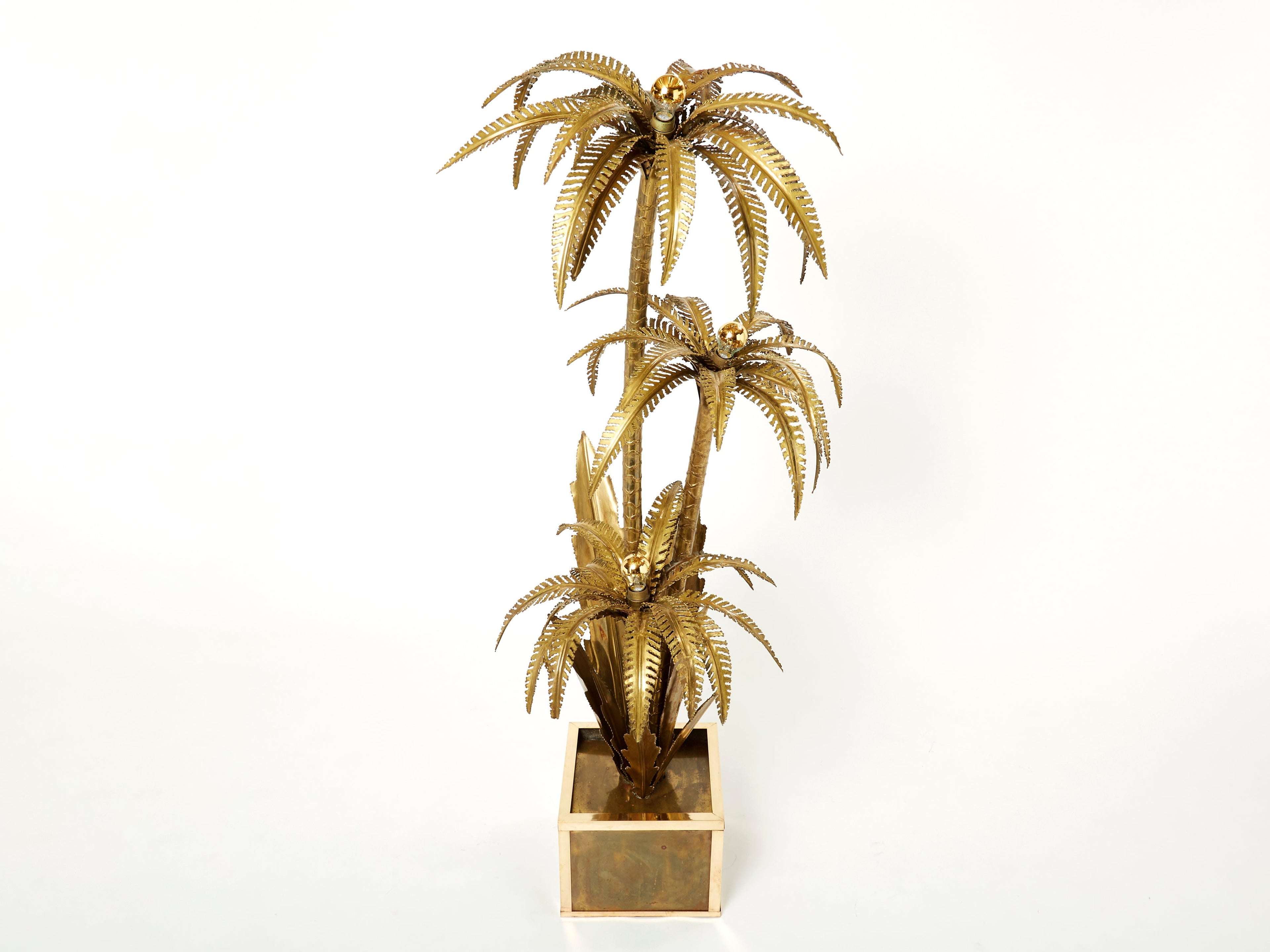 Maison Jansen French brass palm tree floor lamp 1970s