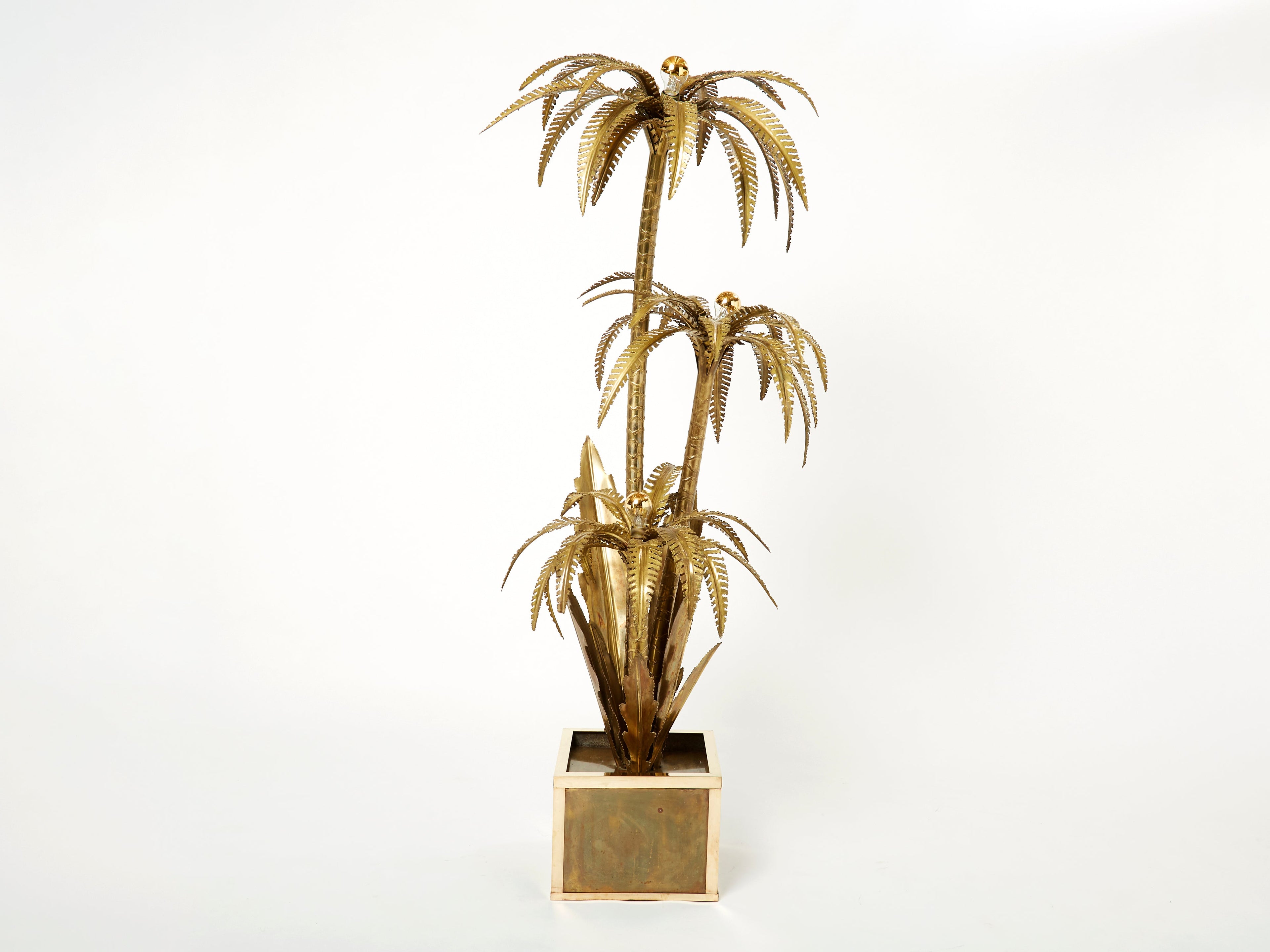 Maison Jansen French brass palm tree floor lamp 1970s