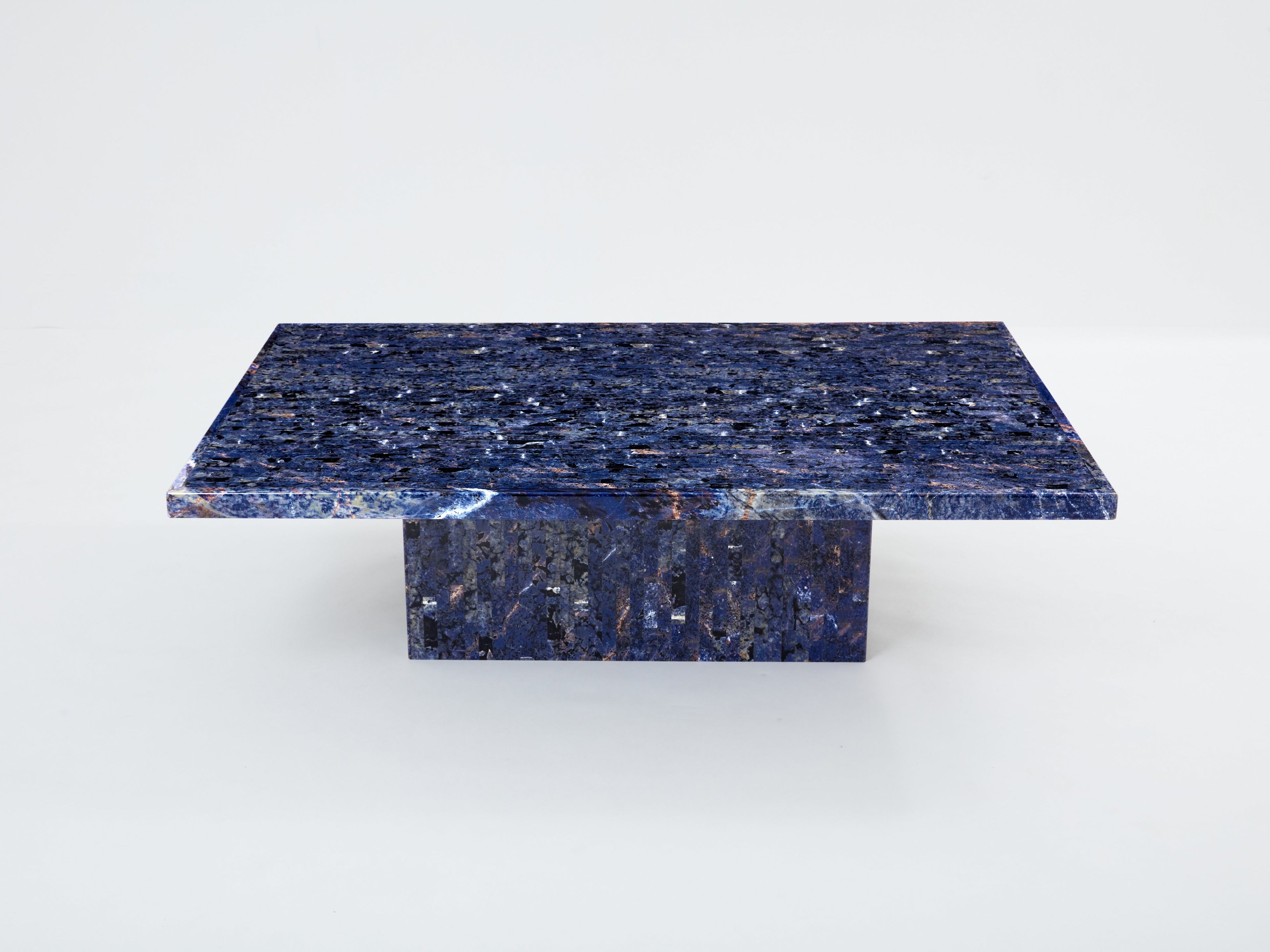 Maison Jansen Lapis Lazuli marquetry coffee table 1970