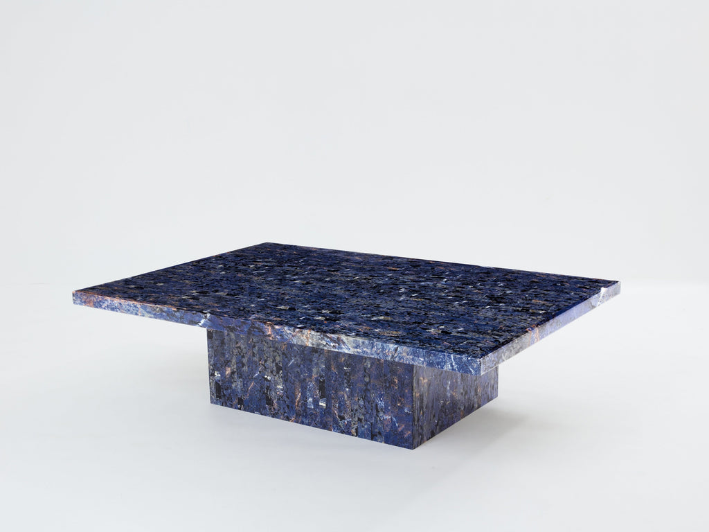 Maison Jansen Lapis Lazuli marquetry coffee table 1970