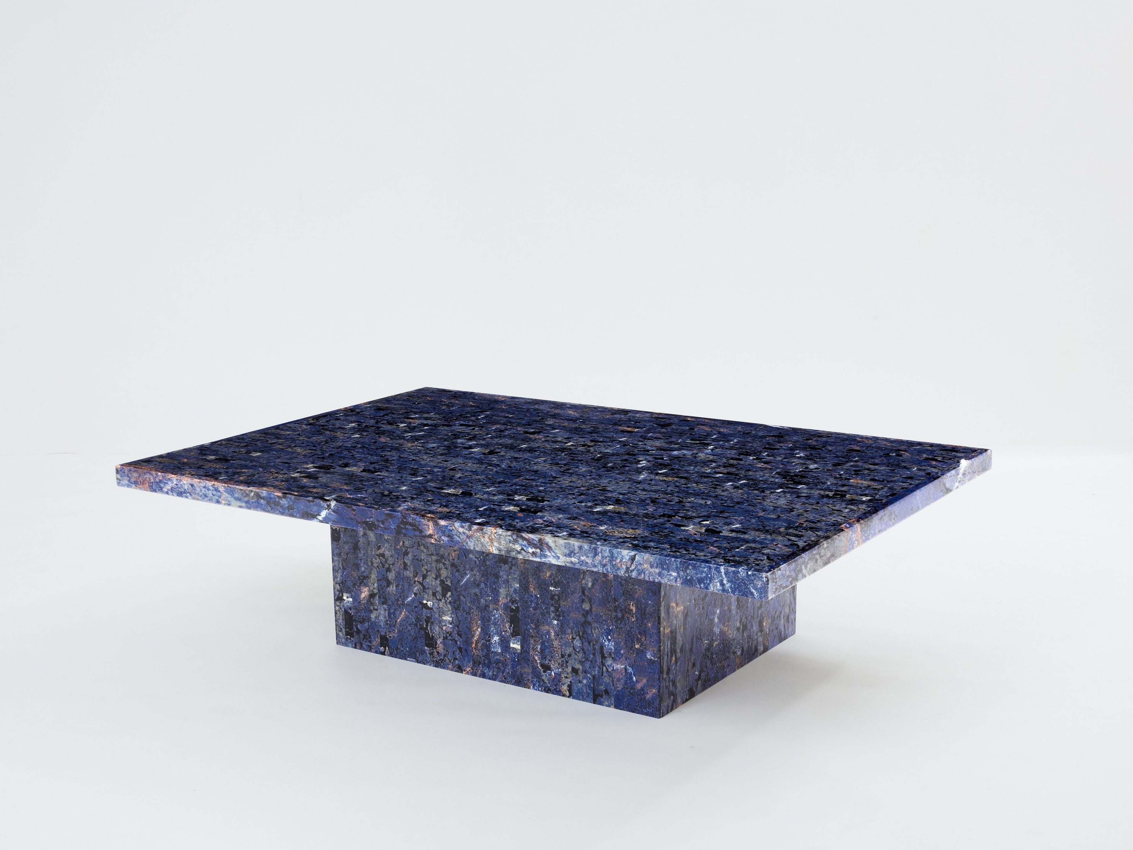 Maison Jansen Lapis Lazuli marquetry coffee table 1970