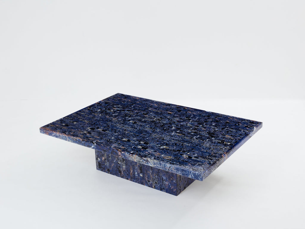 Maison Jansen Lapis Lazuli marquetry coffee table 1970
