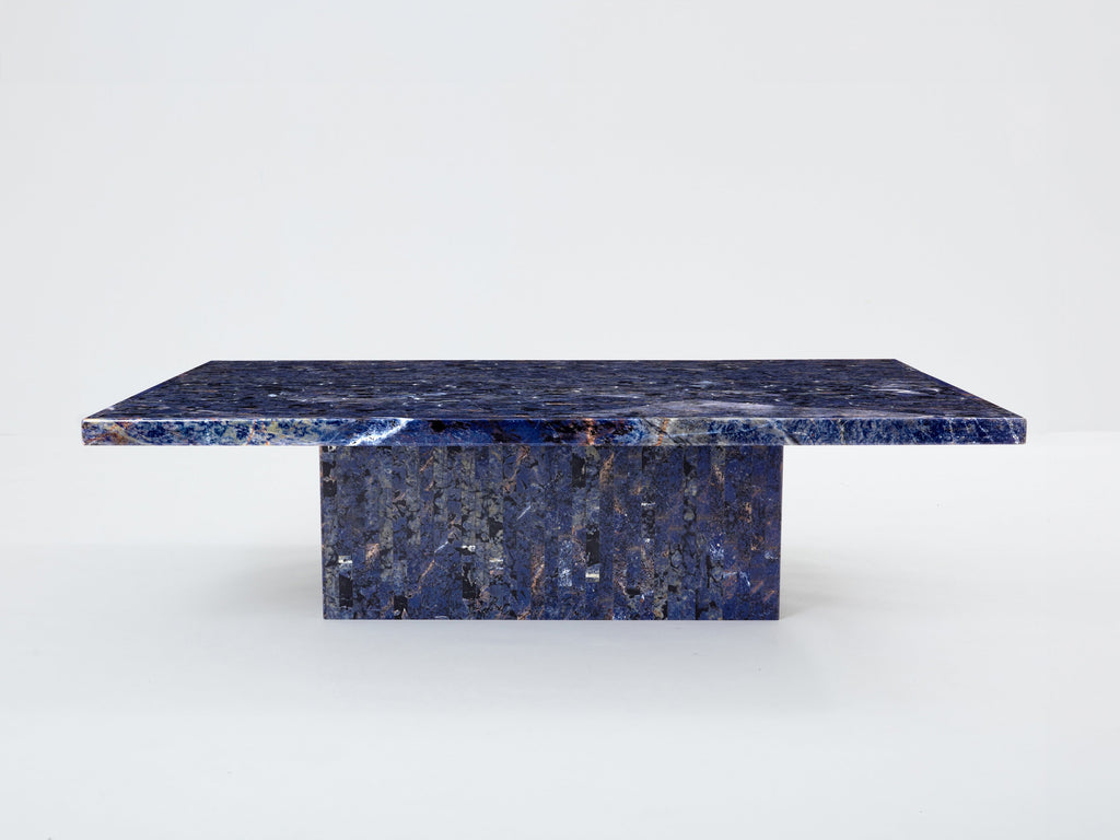 Maison Jansen Lapis Lazuli marquetry coffee table 1970