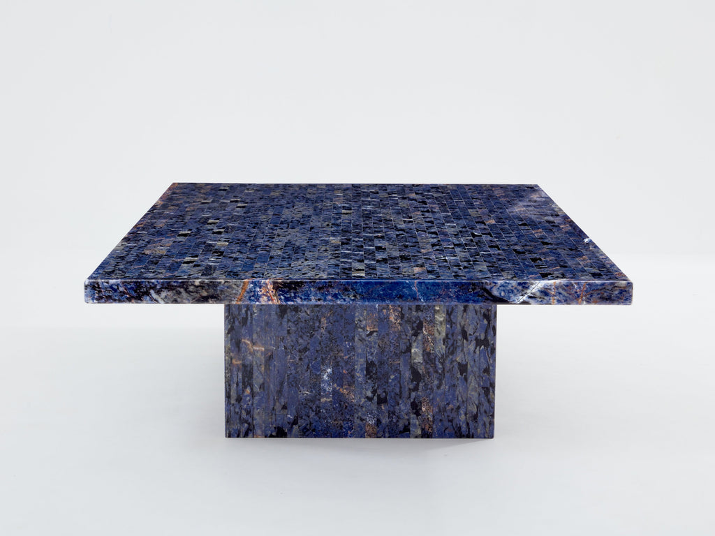 Maison Jansen Lapis Lazuli marquetry coffee table 1970