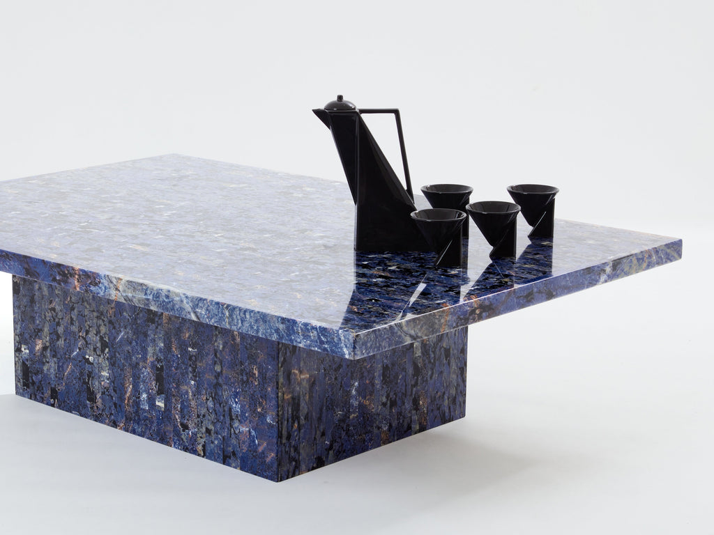 Maison Jansen Lapis Lazuli marquetry coffee table 1970