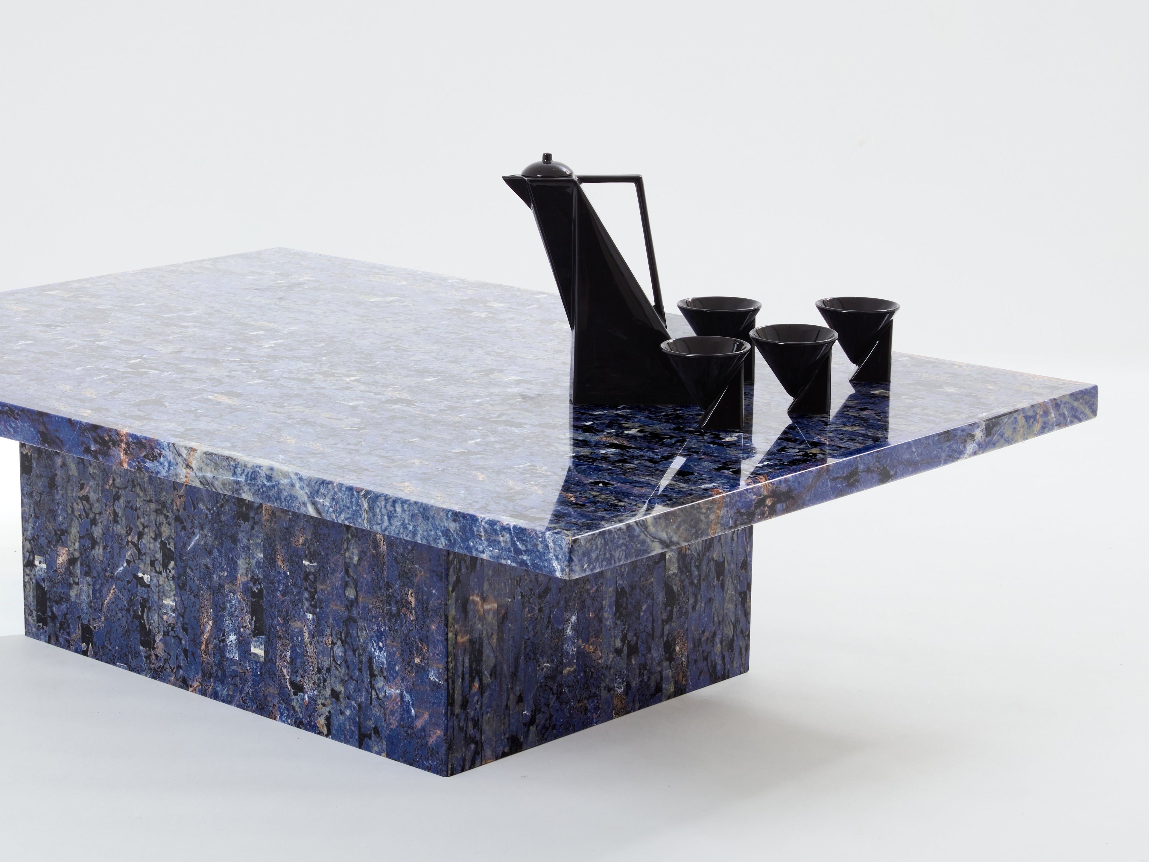 Maison Jansen Lapis Lazuli marquetry coffee table 1970
