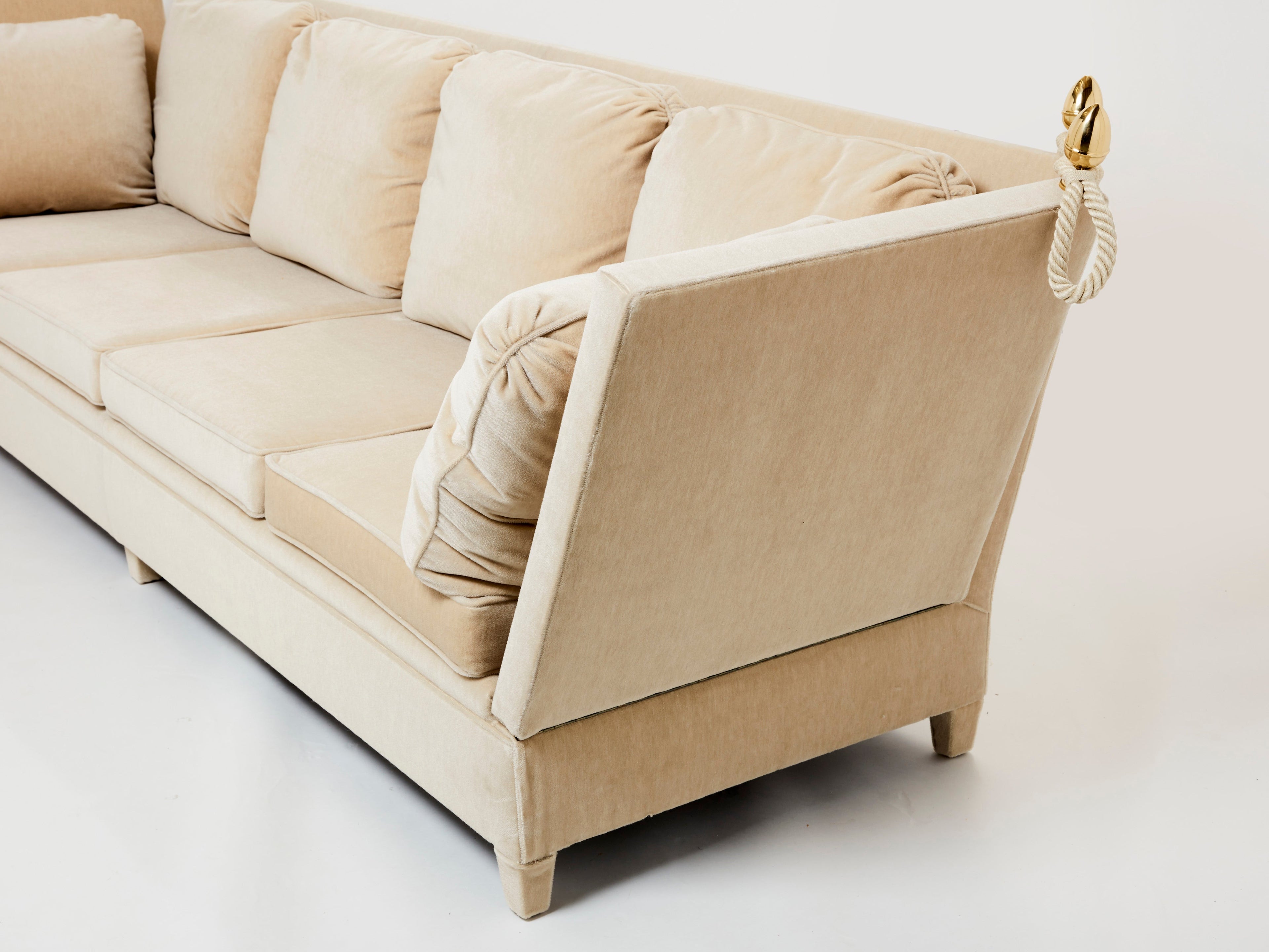 Maison Jansen Neoclassical 4 seater sofa mohair velvet 1970s