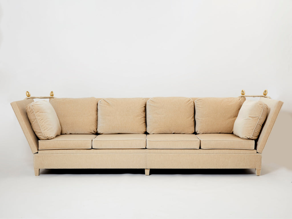 Maison Jansen Neoclassical 4 seater sofa mohair velvet 1970s