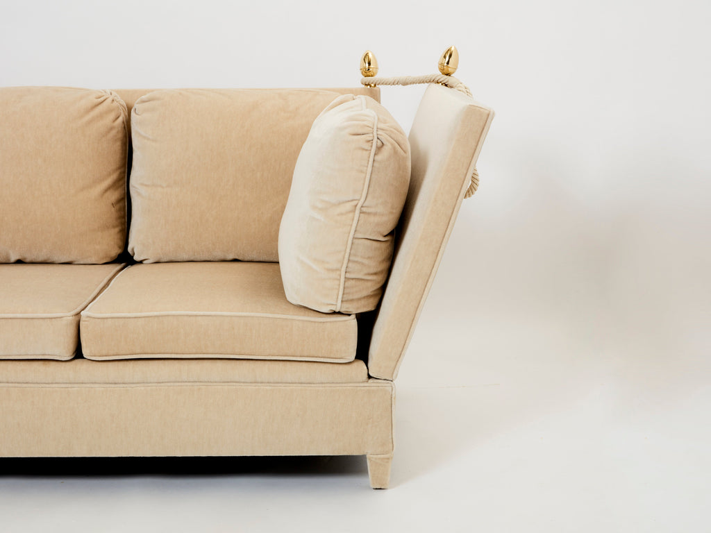 Maison Jansen Neoclassical 4 seater sofa mohair velvet 1970s
