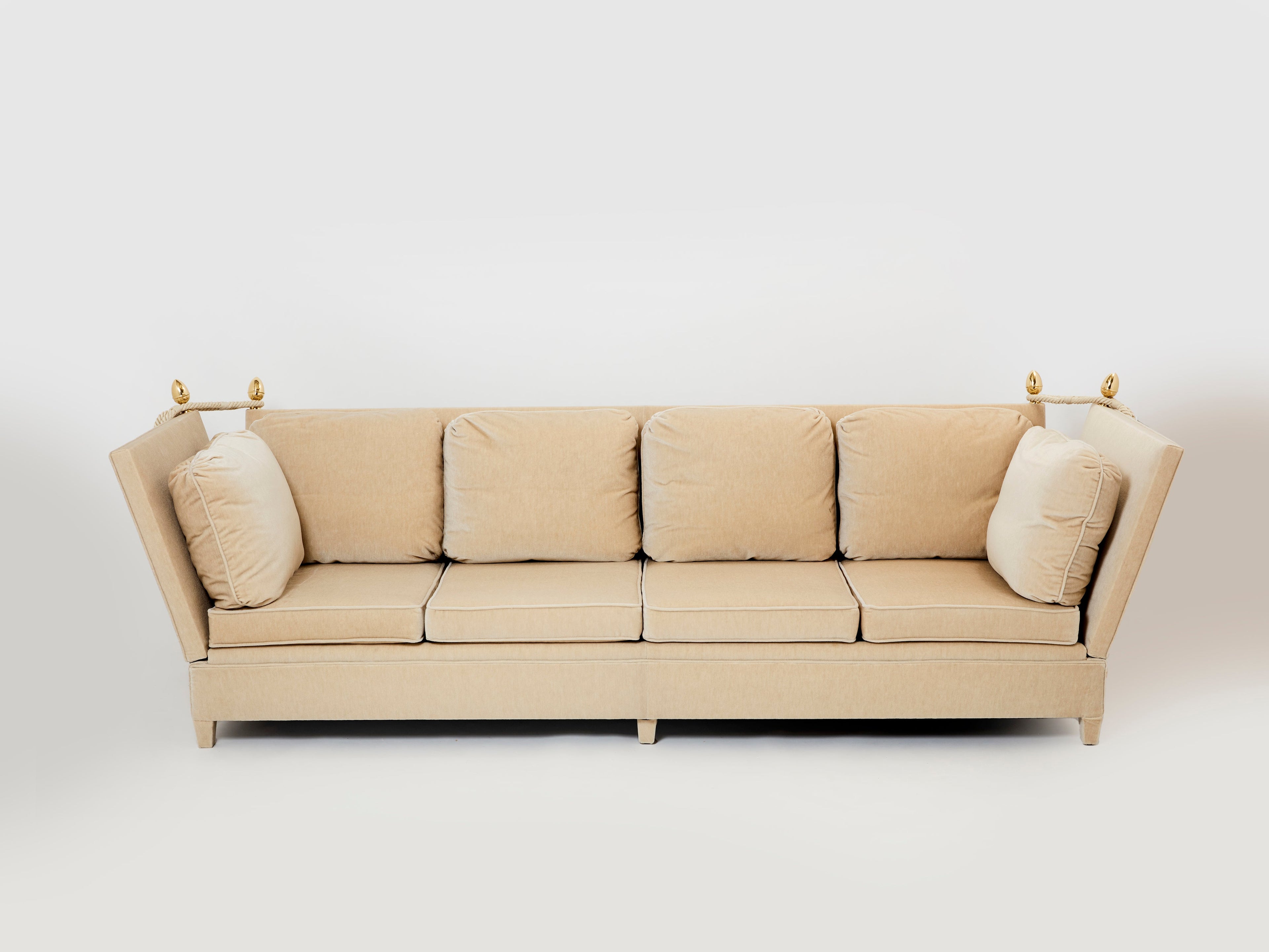 Maison Jansen Neoclassical 4 seater sofa mohair velvet 1970s
