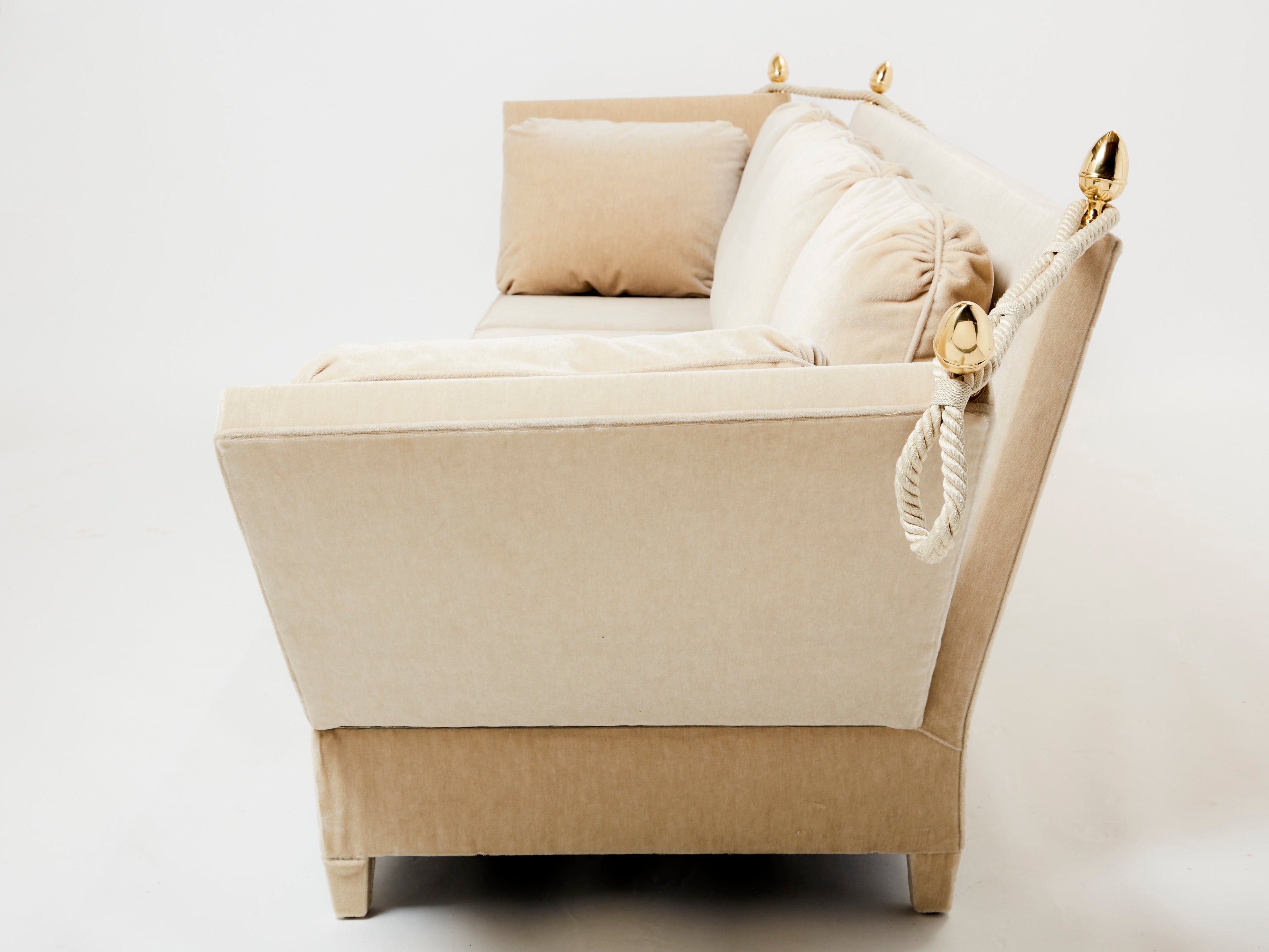 Maison Jansen Neoclassical 4 seater sofa mohair velvet 1970s