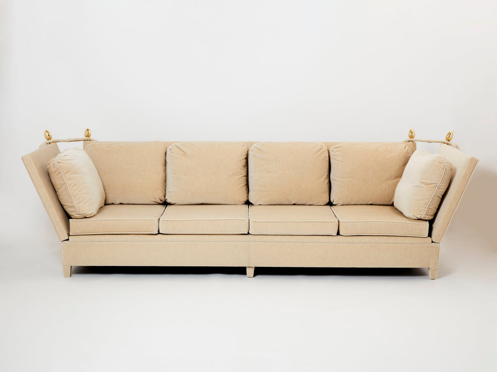 Maison Jansen Neoclassical 4 seater sofa mohair velvet 1970s