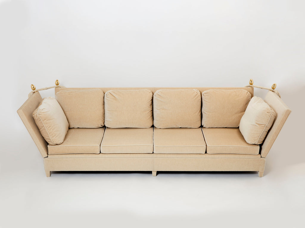 Maison Jansen Neoclassical 4 seater sofa mohair velvet 1970s