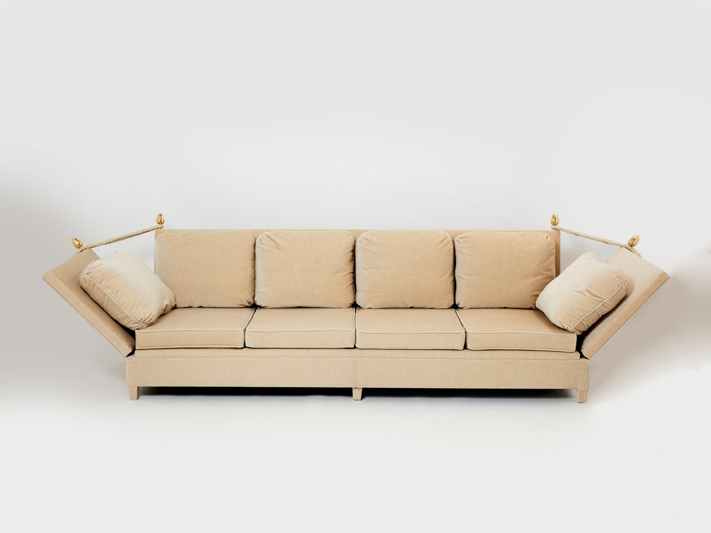 Maison Jansen Neoclassical 4 seater sofa mohair velvet 1970s