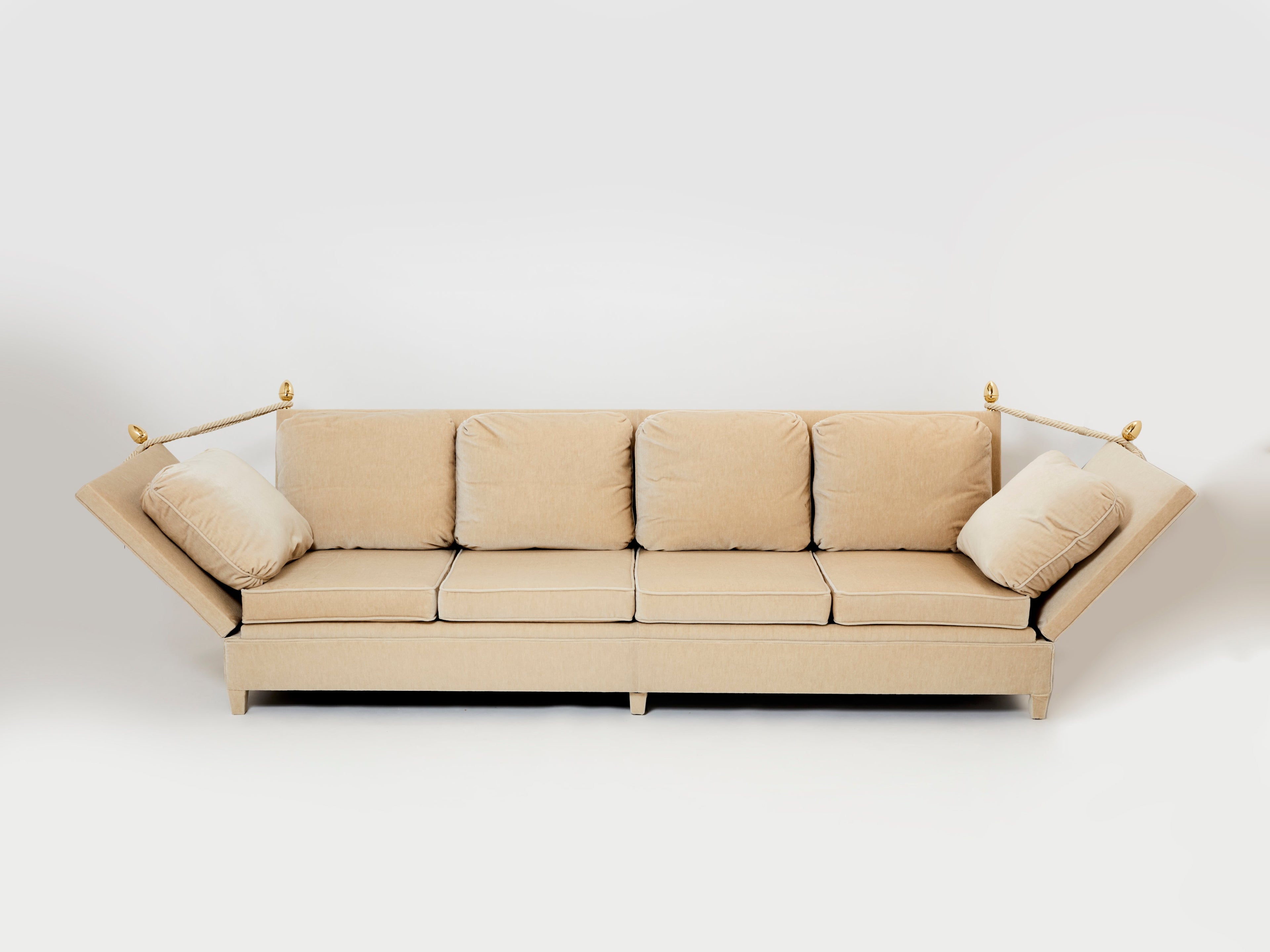 Maison Jansen Neoclassical 4 seater sofa mohair velvet 1970s