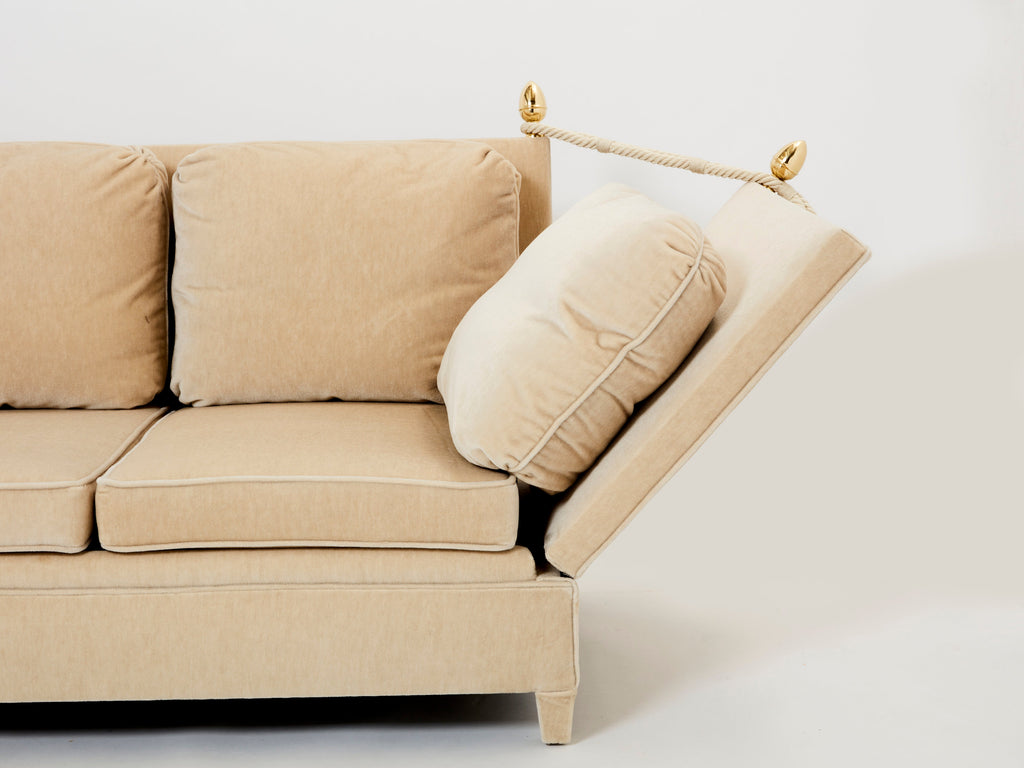 Maison Jansen Neoclassical 4 seater sofa mohair velvet 1970s