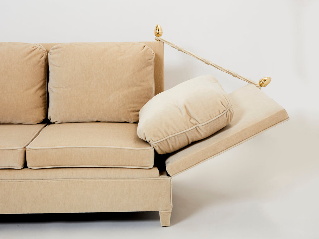 Maison Jansen Neoclassical 4 seater sofa mohair velvet 1970s