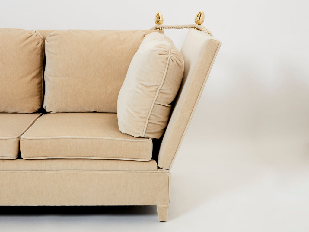 Maison Jansen Neoclassical 4 seater sofa mohair velvet 1970s