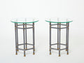Maison Jansen Neoclassical pair of gunmetal brass gueridons 1970s