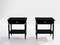 Pair of Maison Jansen black lacquer and brass nightstands 1960s