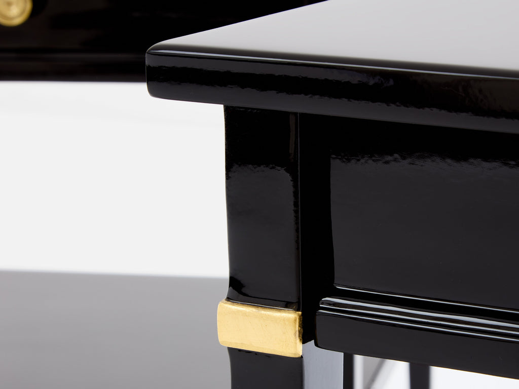 Pair of Maison Jansen black lacquer and brass nightstands 1960s