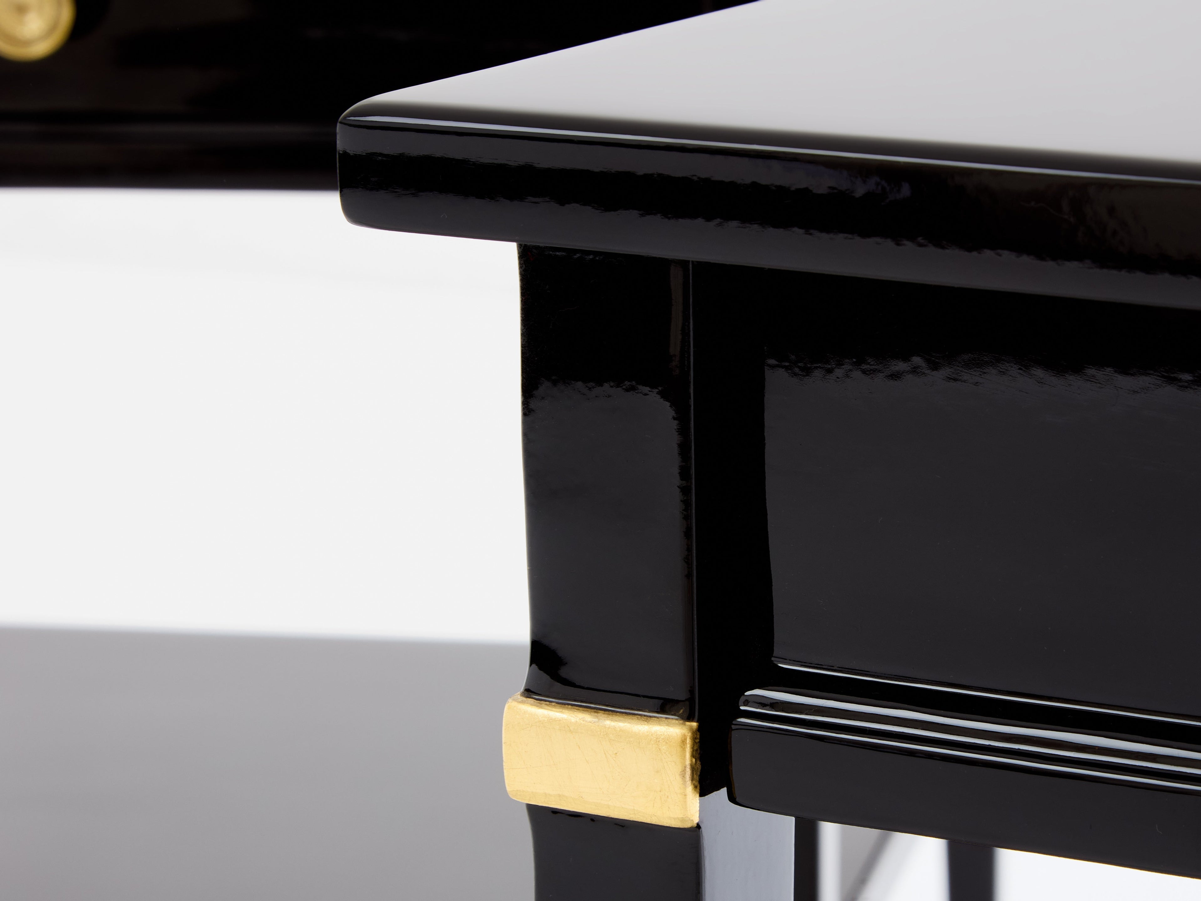 Pair of Maison Jansen black lacquer and brass nightstands 1960s