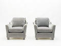 Pair of Neoclassical grey velvet Maison Jansen armchairs 1970s