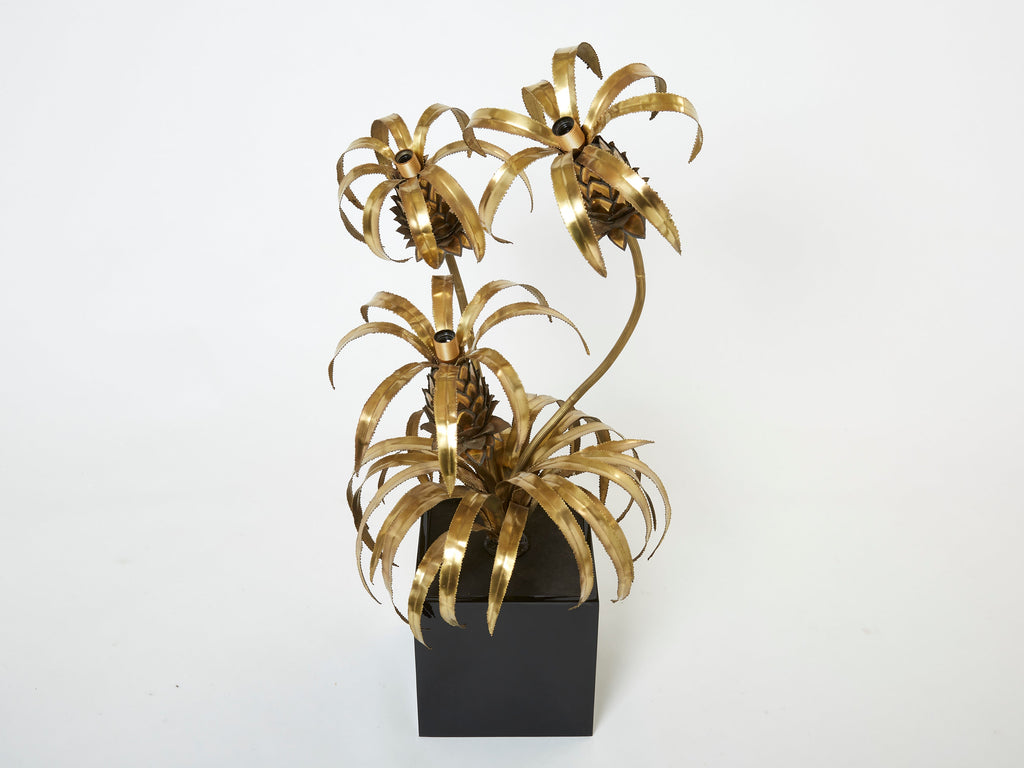 Pair of brass Maison Jansen Pineapple tree floor lamps 1970s