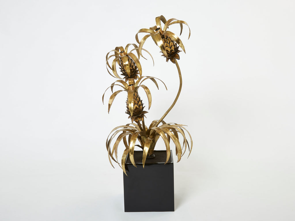 Pair of brass Maison Jansen Pineapple tree floor lamps 1970s