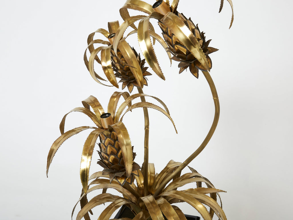 Pair of brass Maison Jansen Pineapple tree floor lamps 1970s
